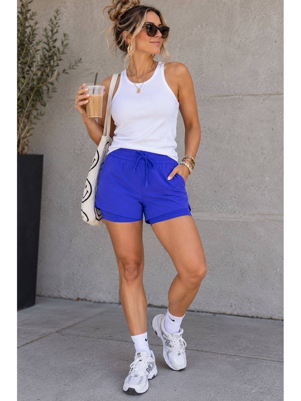 Women’s Royal Blue Athletic Running Shorts Built-In Liner